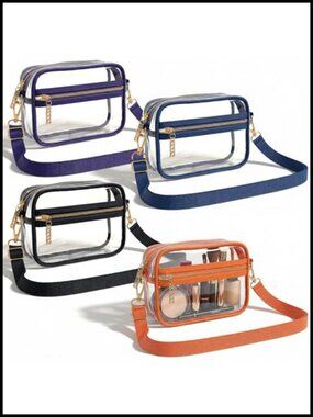 4 Pack Clear Crossbody Bags Stadium Approved Waterproof PVC Adjustable Strap